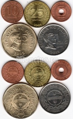 набор из 5-ти монет Филиппины 1993 - 2015 год