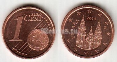 монета Испания 1 евро цент 2014 год
