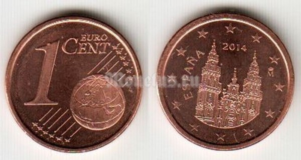 монета Испания 1 евро цент 2014 год
