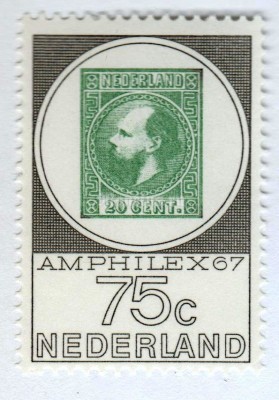 марка Нидерланды 75 центов "Stamp MiNo. NL10" 1967 год