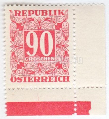 марка Австрия 90 грош "Digit in square frame" 1950 год