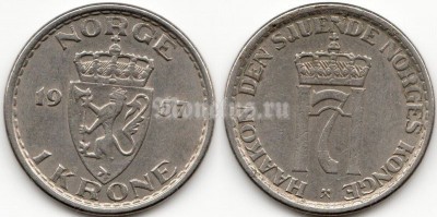 монета Норвегия 1 крона 1957 год