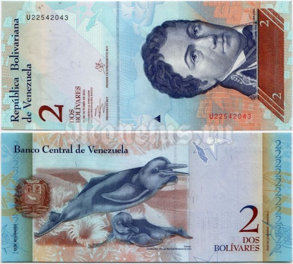 банкнота Венесуэла 2 боливара 2013 год