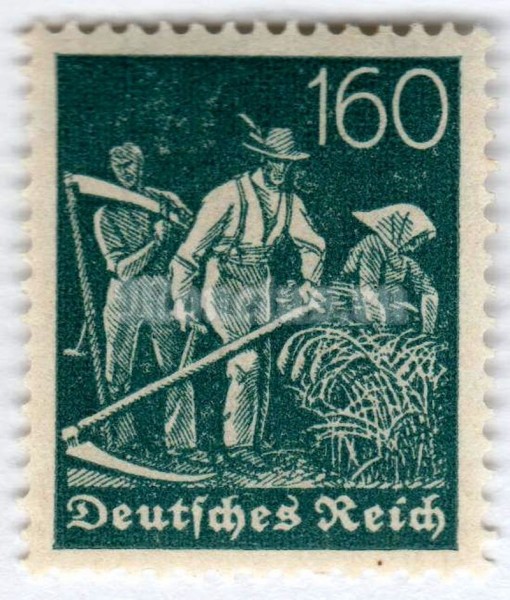 марка Немецкий Рейх 160 рейхспфенинг "Miner" 1921 год