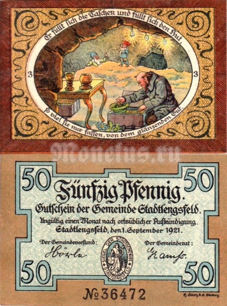 бона Нотгельд Германия 50 пфеннигов 1921 год