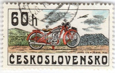 марка Чехословакия 60 геллер "JAWA 175, Praha 1935" 1975 год Гашение