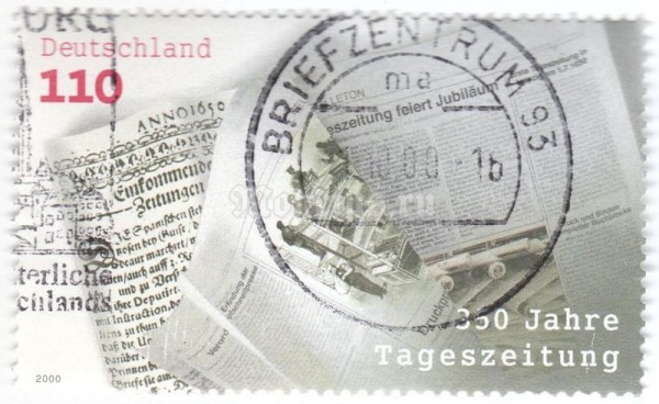 марка ФРГ 110 пфенниг "Newspapers" 2000 год Гашение