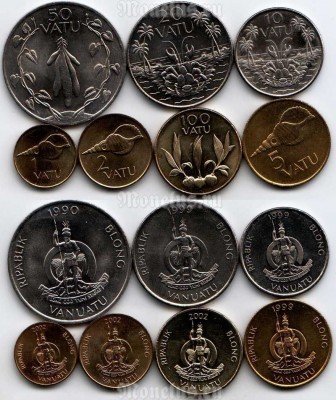 Вануату набор из 7-ми монет 1990 - 2009 год