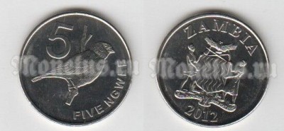 монета Замбия 5 нгвее 2012 год