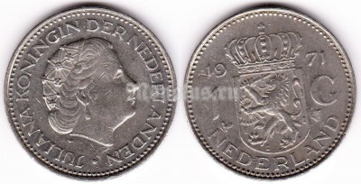 монета Нидерланды 1 гульден 1971 год