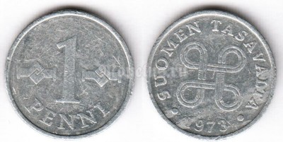 монета Финляндия 1 пенни 1973 год