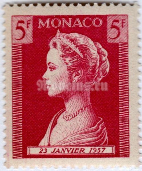 марка Монако 5 франков "Princess Grace Patricia (1929-1982)" 1957 год