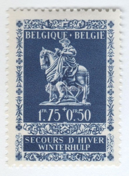 марка Бельгия 1,75+0,50 франка "Statue of St. Martin" 1942 год