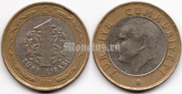 монета Турция 1 лира 2010 год