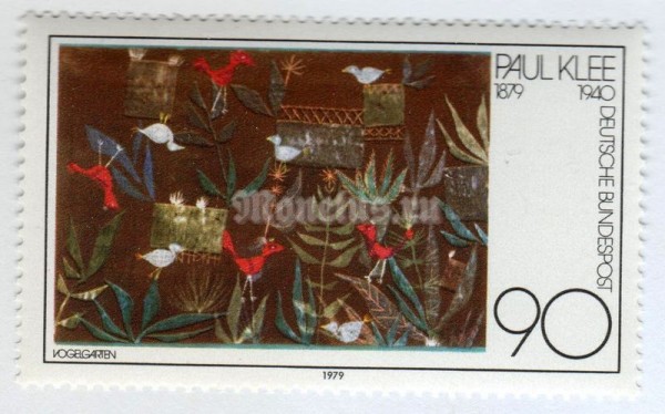 марка ФРГ 90 пфенниг "Bird Garden", Paul Klee (1879-1940)" 1979 год