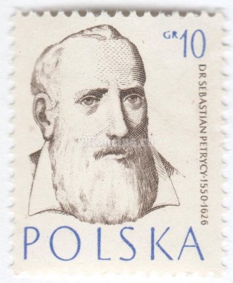 марка Польша 10 грош "Dr. Sebastian Petrycy (philosopher)" 1957 год
