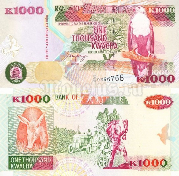 бона Замбия 1000 квача 1992 год