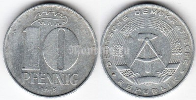монета Германия 10 пфеннигов 1968 год