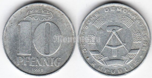 монета Германия 10 пфеннигов 1968 год