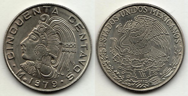 монета Мексика 50 сентаво 1979 год