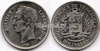 монета Венесуэла 2 боливара 1990 год