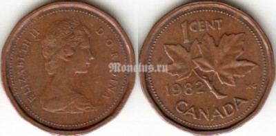 Монета Канада 1 цент 1982 год