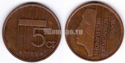 монета Нидерланды 5 центов 1985 год