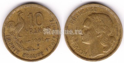 монета Франция 10 франков 1951B год