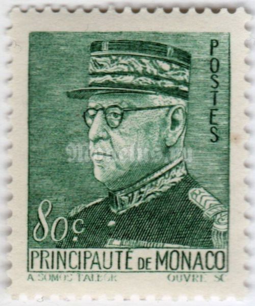 марка Монако 80 сентиме "Prince Louis II (1870-1949)" 1941 год