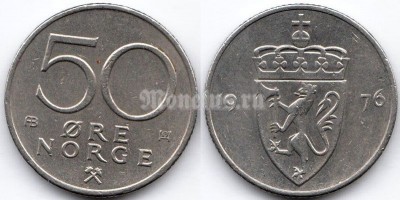 монета Норвегия 50 эре 1976 год