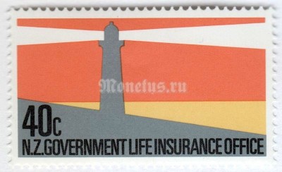 марка Новая Зеландия 40 центов "Orange and Yellow Lighthouse" 1981 год