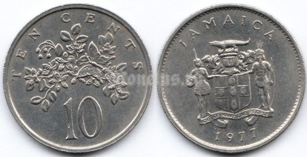 монета Ямайка 10 центов 1977 год
