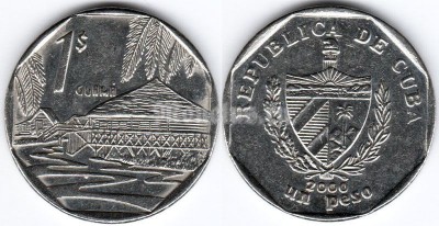 монета Куба 1 конвертируемое песо 2000 год - Индейская деревня Гуама 