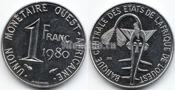монета Западная Африка 1 франк 1980 год