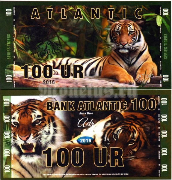 бона Атлантика 100 ур 2016 год "Малайский тигр" серия ТИГРЫ