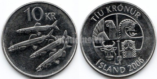 монета Исландия 10 крон 2006 год