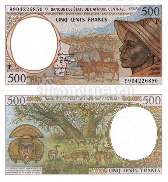 Банкнота Центральная Африка 500 франков 1999 год