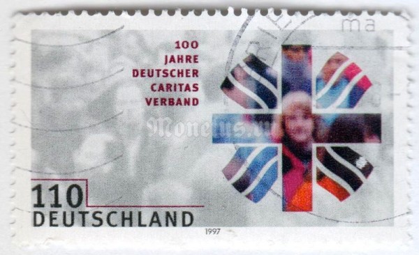 марка ФРГ 110 пфенниг "Caritas society" 1997 год Гашение