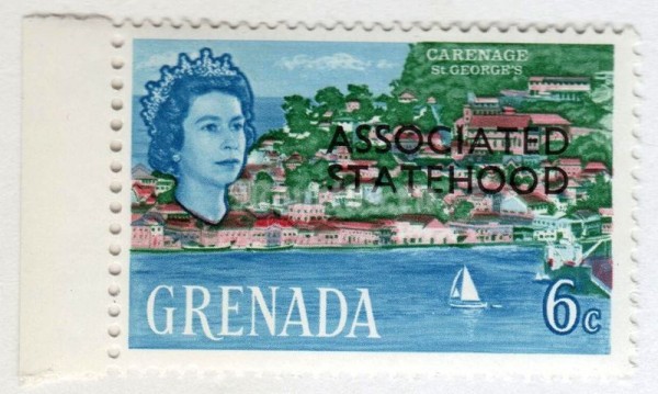марка Гренада 6 центов "Carenage, St.George's (overprinted)" 1967 год