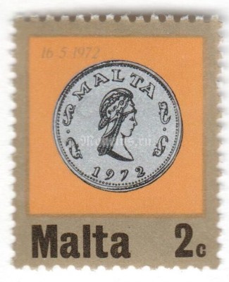 марка Мальта 2 цента "Classical Head" 1972 год
