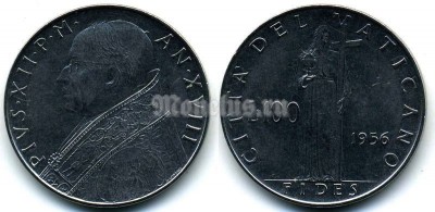 монета Ватикан 100 лир 1955-1961 годы Пий XII