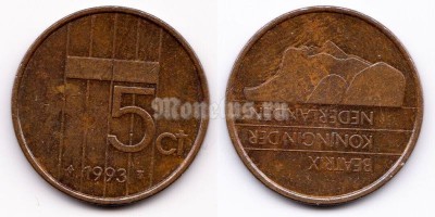 монета Нидерланды 5 центов 1993 год