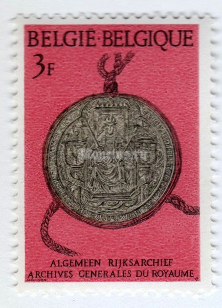 марка Бельгия 3 франка "Seal of Hendrik I from year of 1197" 1966 год