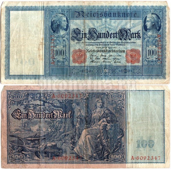 банкнота Германия 100 марок 1910 год