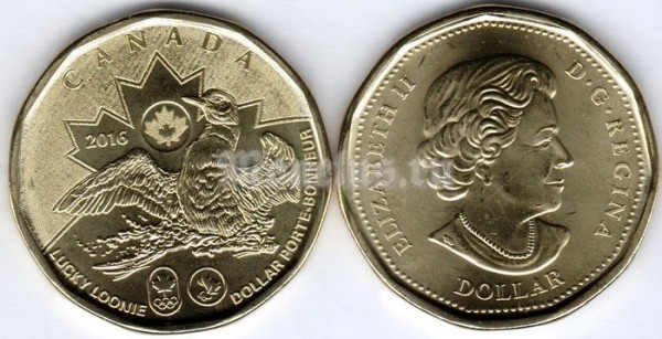 монета Канада 1 доллар 2016 год - XXXI летние Олимпийские Игры, Рио-Де-Жанейро 2016