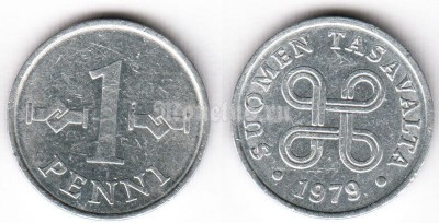 монета Финляндия 1 пенни 1979 год