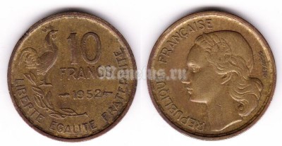 монета Франция 10 франков 1952 год