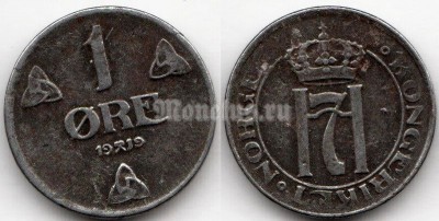 монета Норвегия 1 эре 1919 год