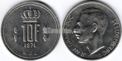 монета Люксембург 10 франков 1971 год