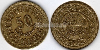 монета Тунис 50 миллимов 1983 год